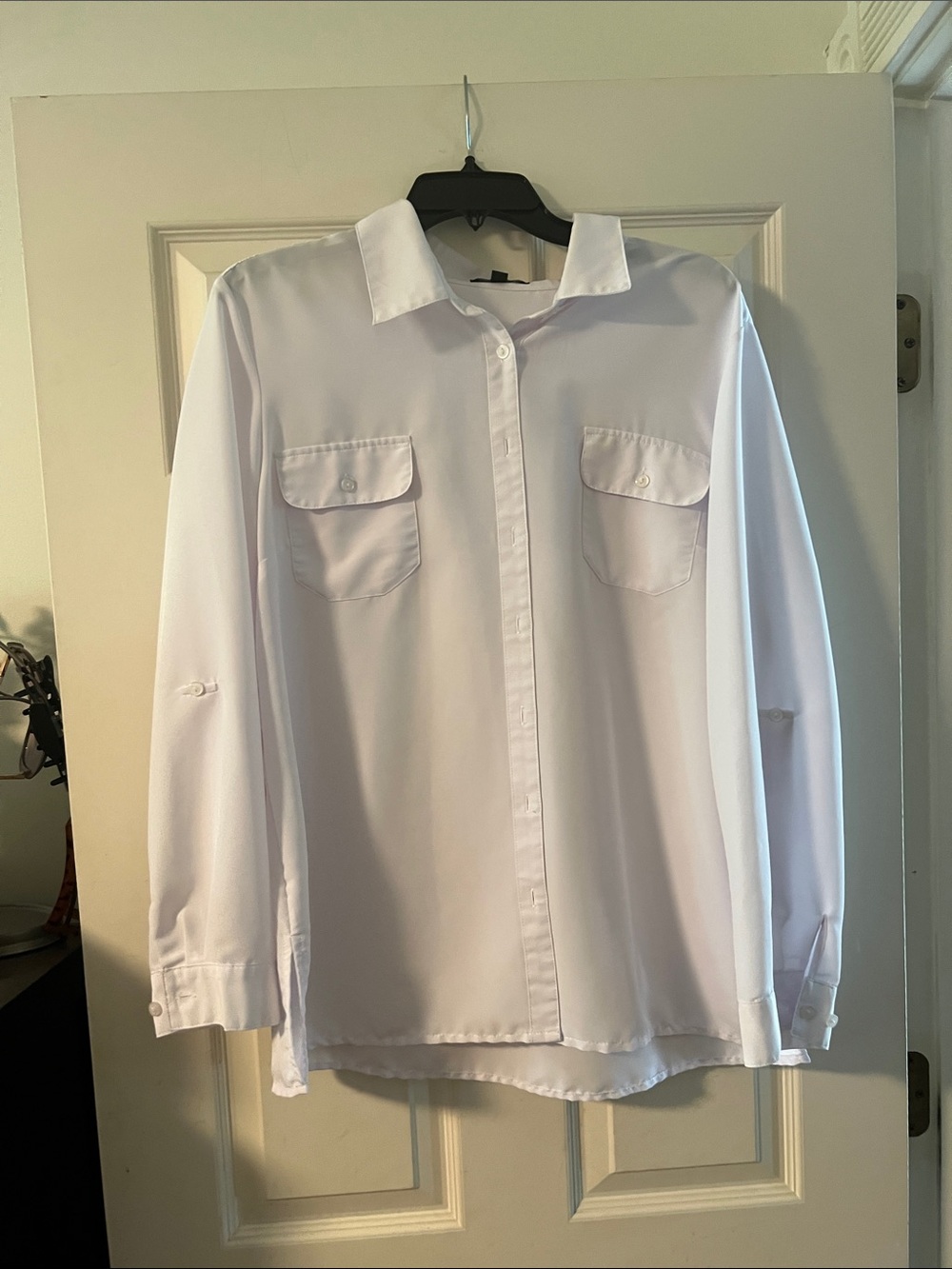 Elementz White Men's Long-Sleeve Button-Down Shirt with Chest Pockets